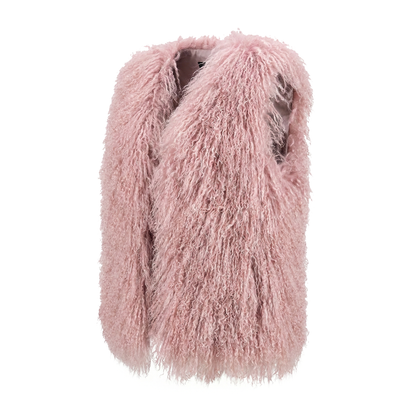 Kashani women's pink Mongolian lamb fur vest