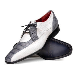 Marco Di Milano Moncalieri Gray / White Alligator & Cobra Dress Shoes - Dudes Boutique