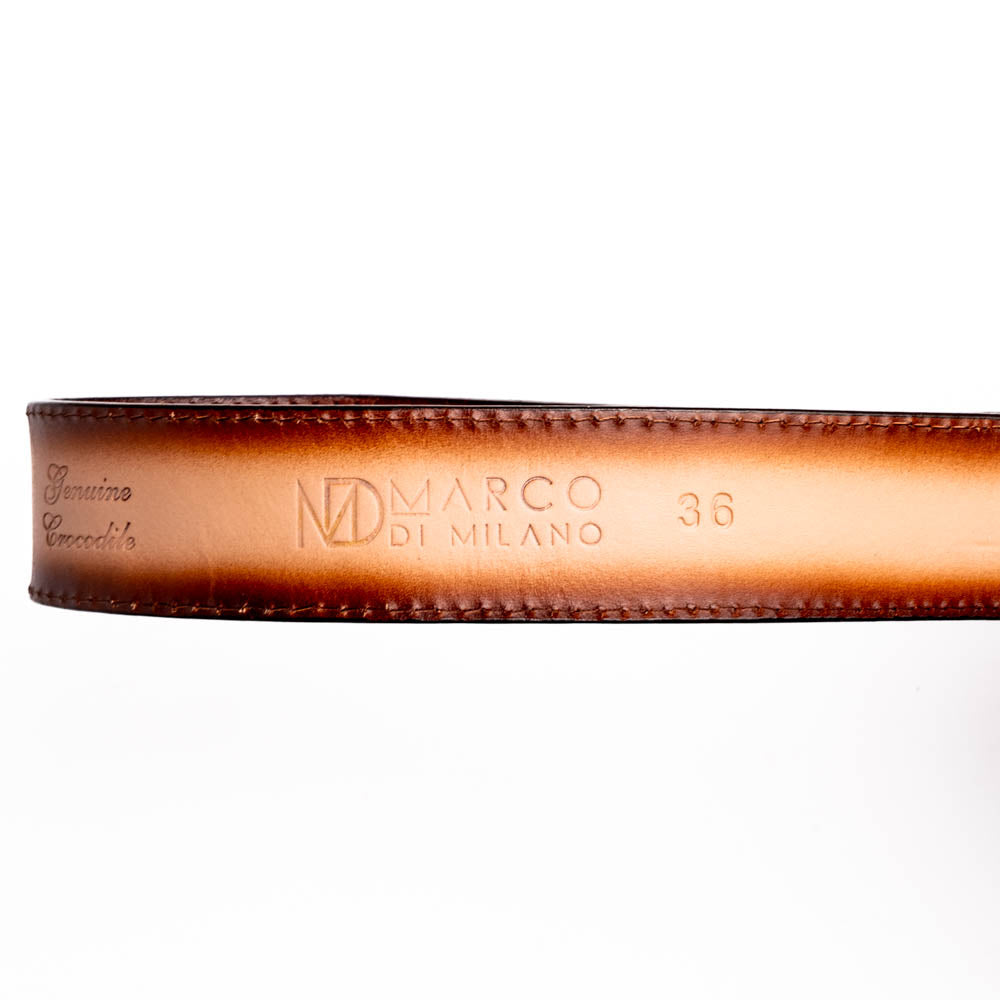 Marco Di Milano Montana Caiman & Calfskin Belt - Stone Orix
