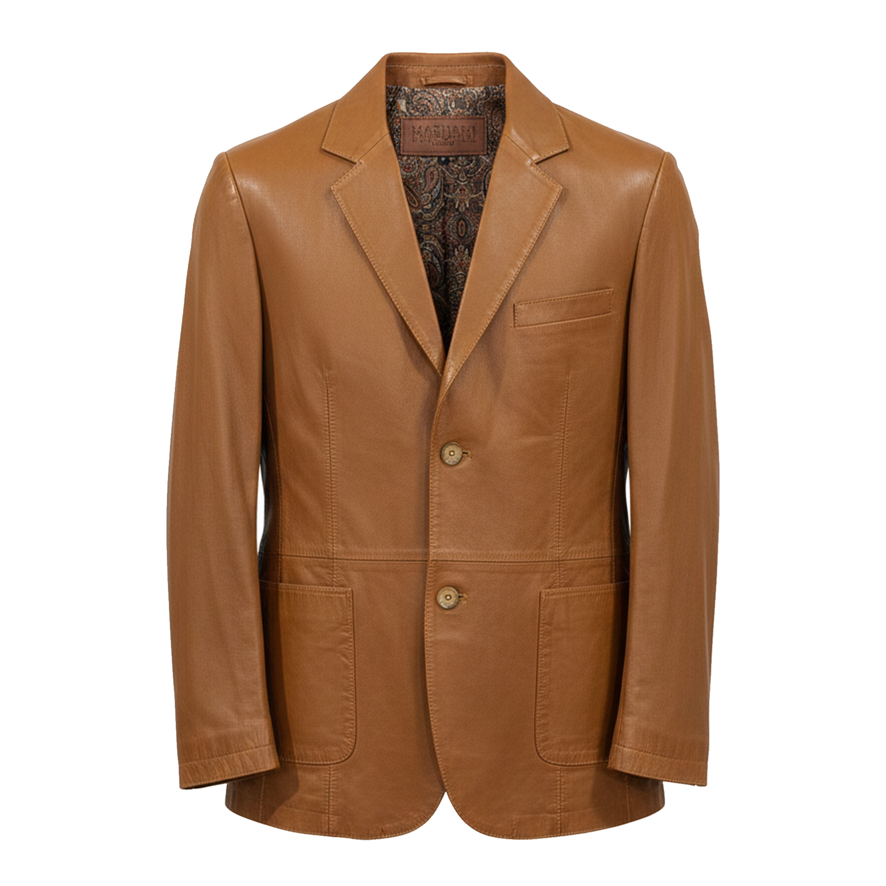 Kashani Men's Cognac Desert Duke Leather Blazer