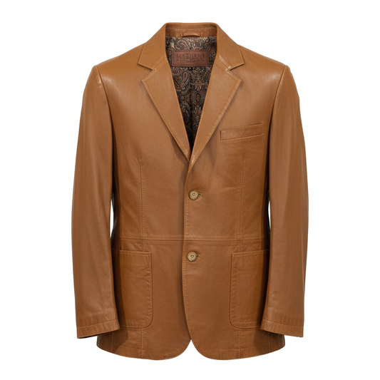 Kashani ID Men's Cognac Desert Duke Leather Blazer