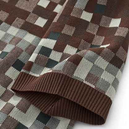 Pixel Fade Knit Polo KHAKI