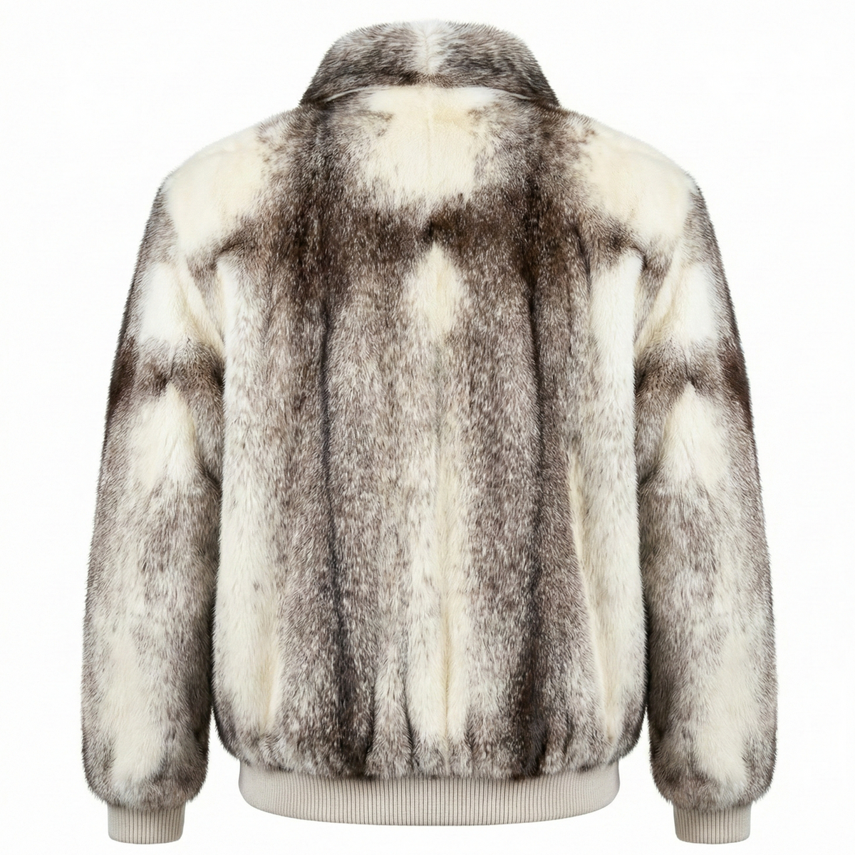 Luca Della Natural Black Cross Mink Fur Bomber Jacket