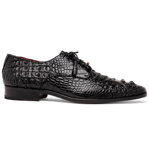 Marco Di Milano Nilo Black Hornback Crocodile Derby Oxford Dress Shoes - Dudes Boutique