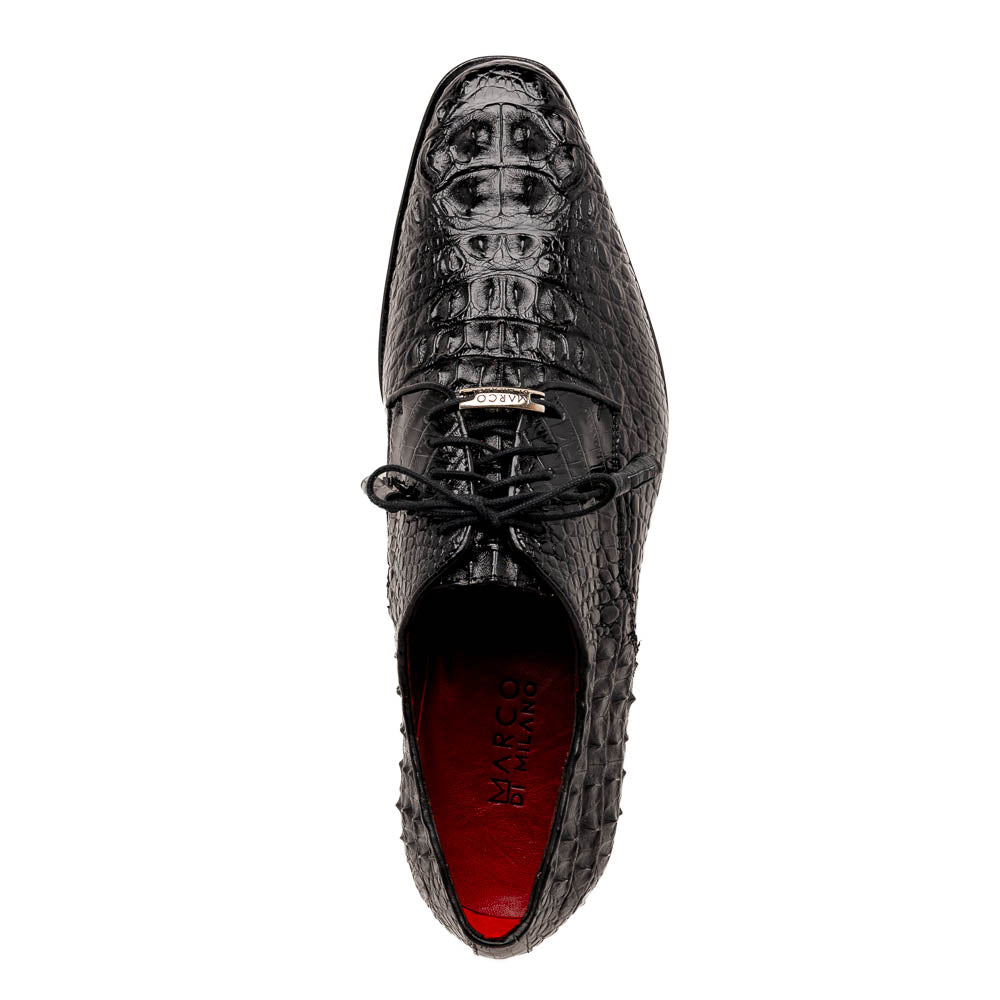 Marco Di Milano Nilo Black Hornback Crocodile Derby Oxford Dress Shoes - Dudes Boutique