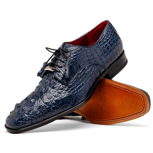 Marco Di Milano Nilo Navy Hornback Crocodile Derby Oxford Dress Shoes - Dudes Boutique