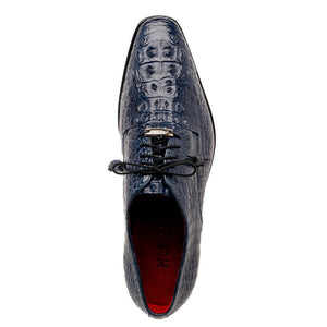 Marco Di Milano Nilo Navy Hornback Crocodile Derby Oxford Dress Shoes - Dudes Boutique