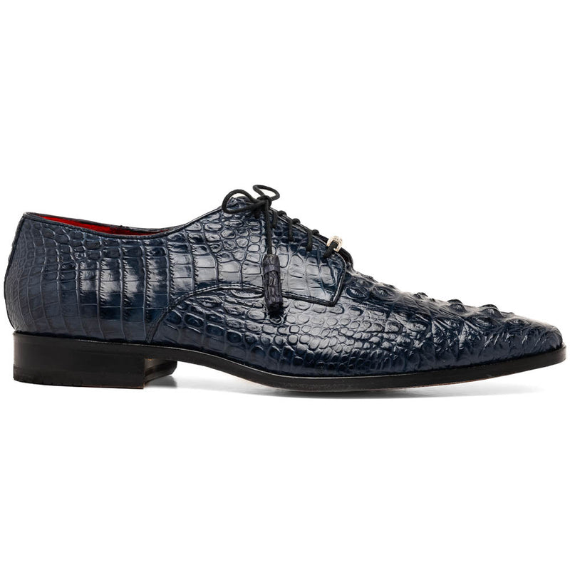 Marco Di Milano Nilo Navy Hornback Crocodile Derby Oxford Dress Shoes - Dudes Boutique