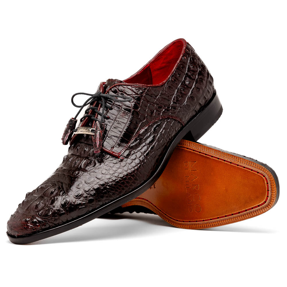 Marco Di Milano Nilo Wine Hornback Crocodile Derby Oxford Dress Shoes - Dudes Boutique