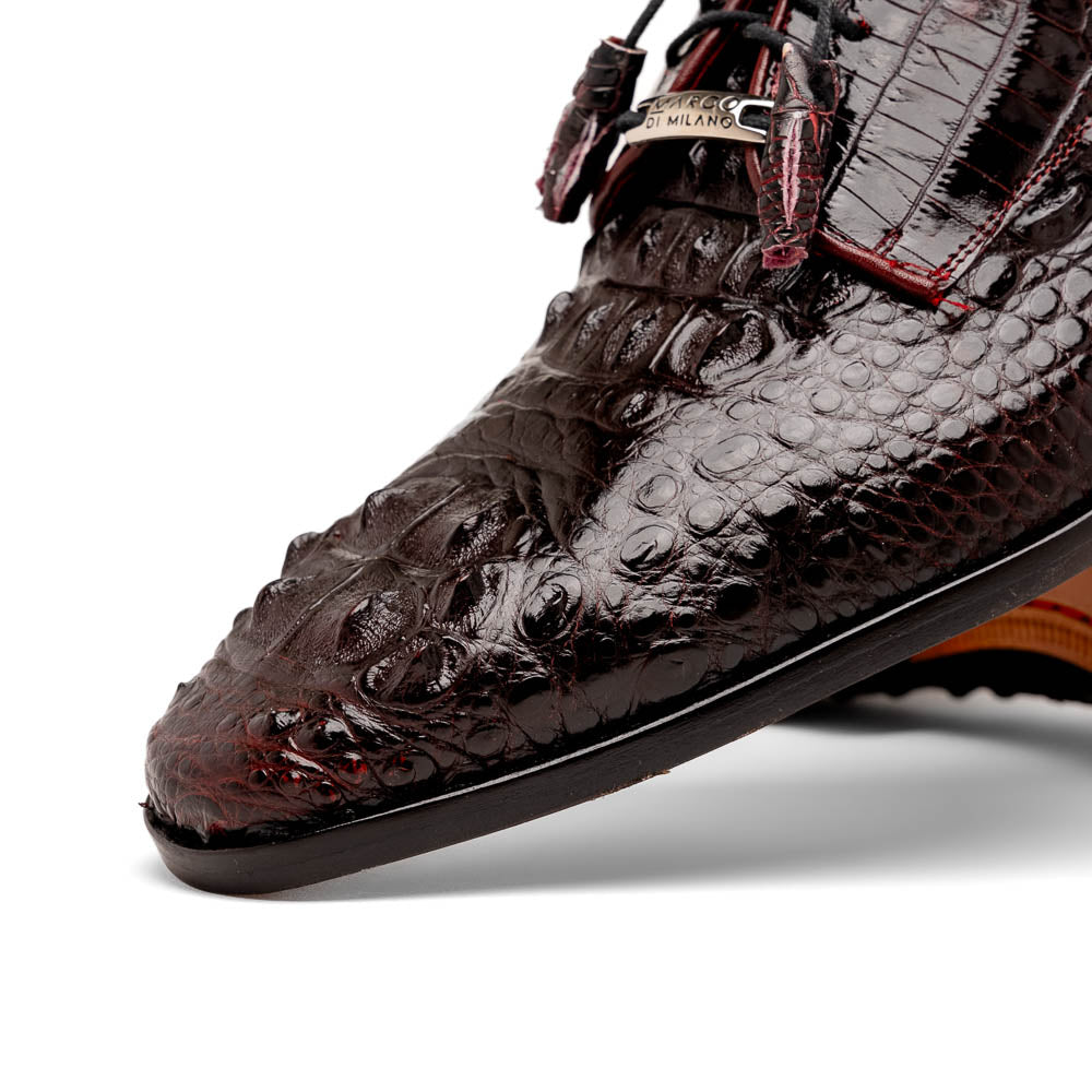 Marco Di Milano Nilo Wine Hornback Crocodile Derby Oxford Dress Shoes - Dudes Boutique