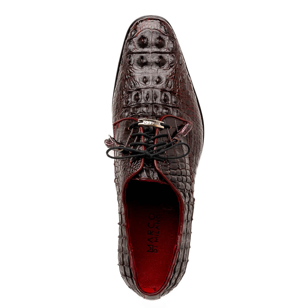 Marco Di Milano Nilo Wine Hornback Crocodile Derby Oxford Dress Shoes - Dudes Boutique