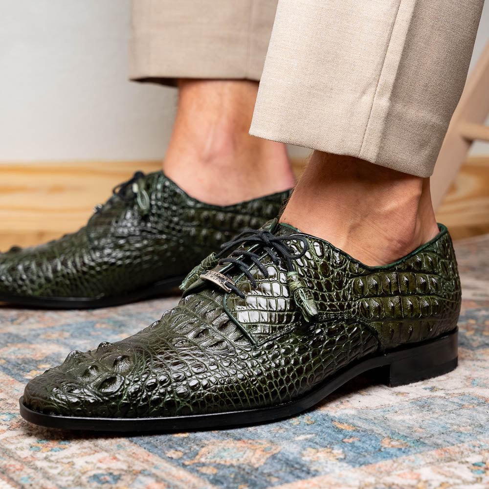 Marco Di Milano Nilo Wood Green Hornback Crocodile Derby Oxford