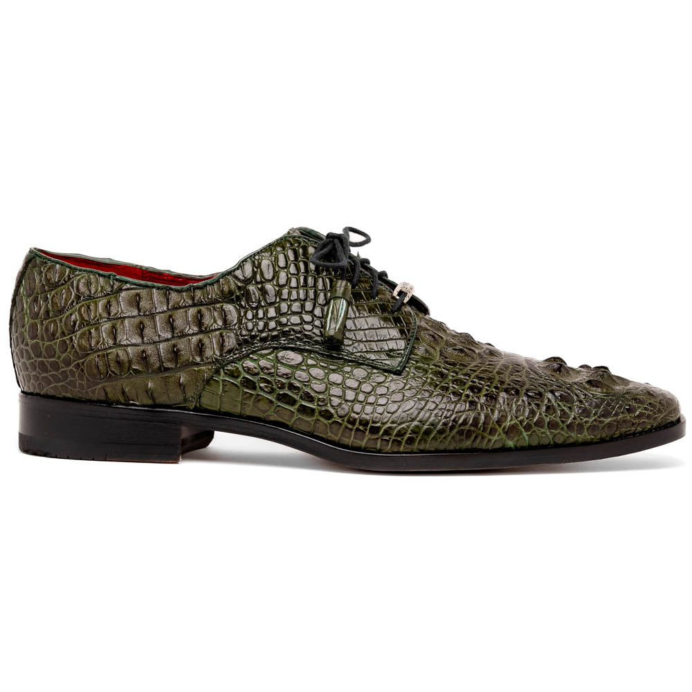 Marco Di Milano Nilo Wood Green Hornback Crocodile Derby Oxford Dress Shoes - Dudes Boutique