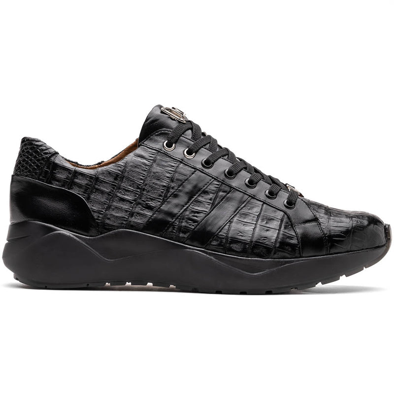 Marco Di Milano Nino Black Caiman Crocodile Sneakers - Dudes Boutique