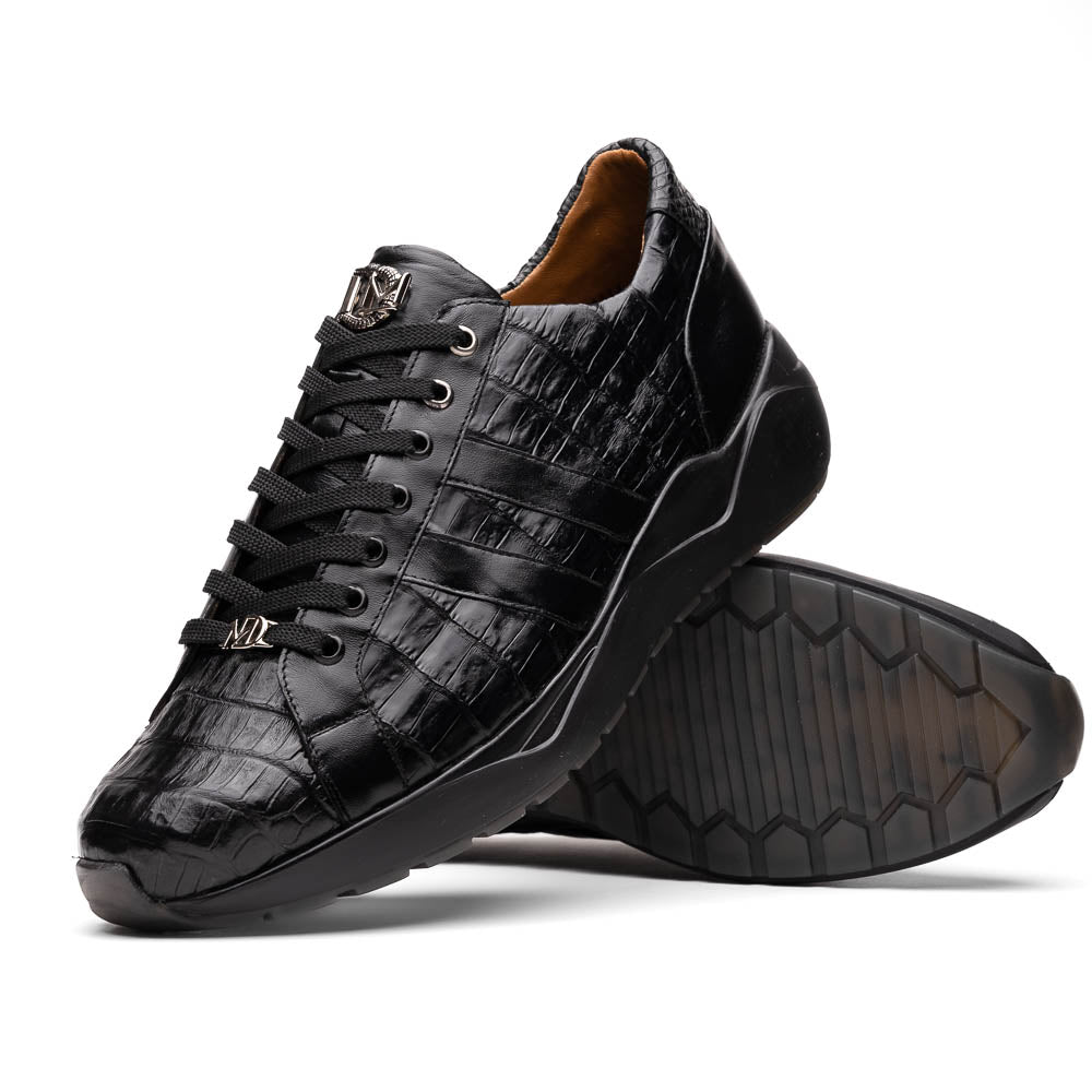 Marco Di Milano Nino Black Caiman Crocodile Sneakers - Dudes Boutique