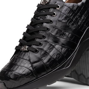 Marco Di Milano Nino Black Caiman Crocodile Sneakers - Dudes Boutique