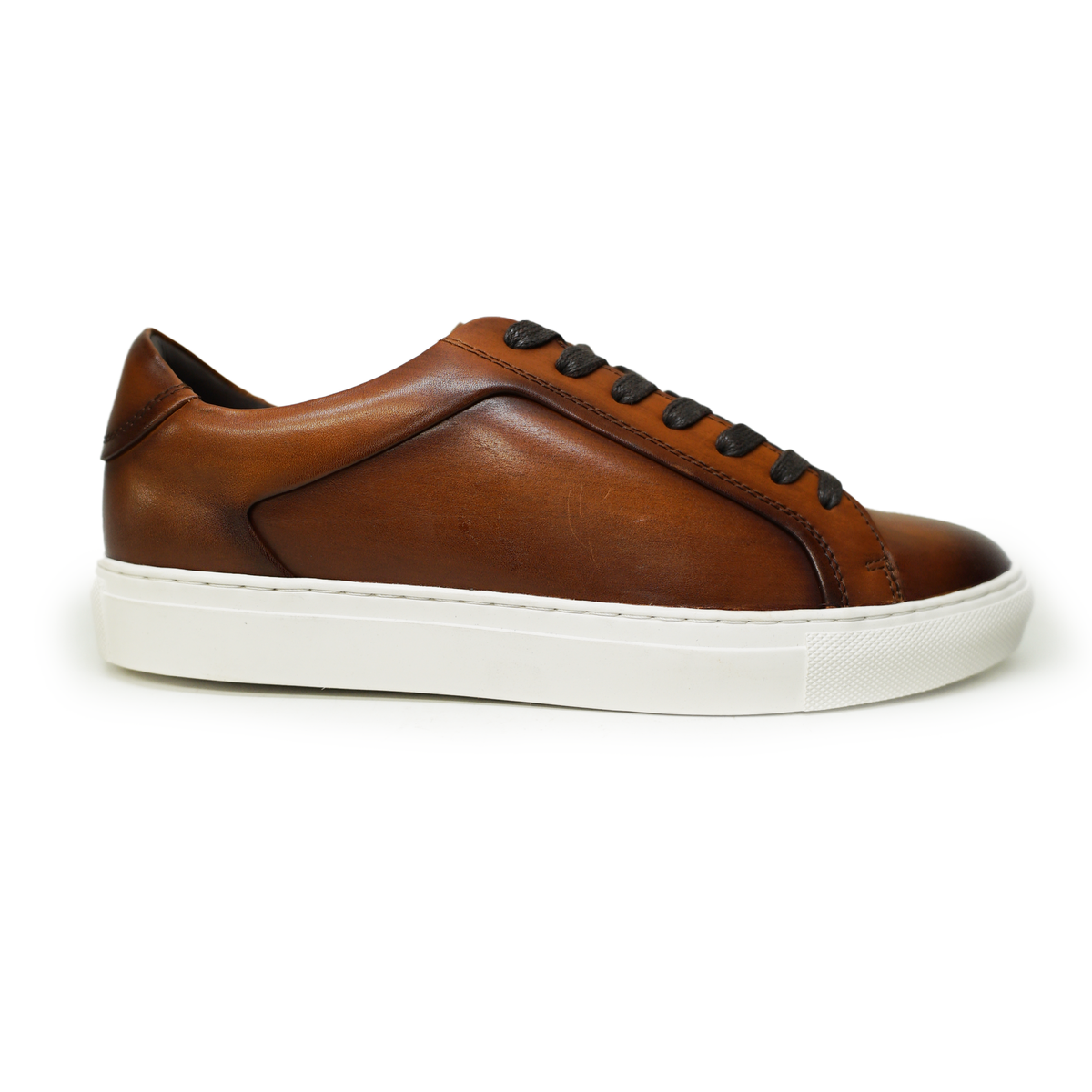 Faranzi brown leather low-top sneakers with white sole