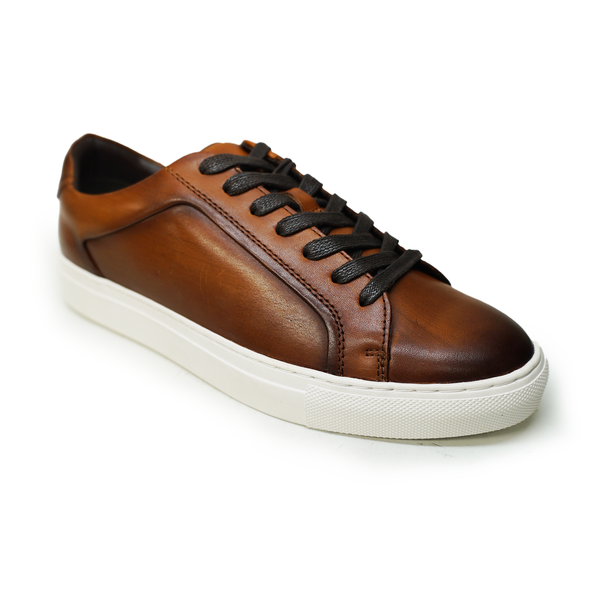 Faranzi brown leather low-top sneakers with white sole