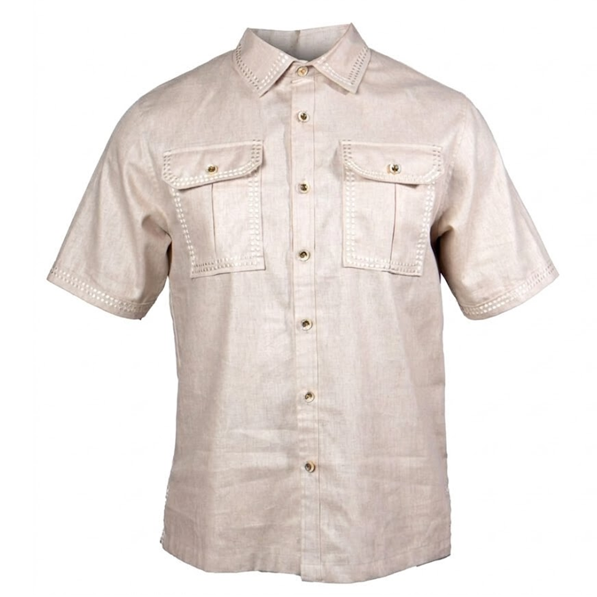 Prestige LUX-530 Oatmeal Double Stitch Linen Shirt