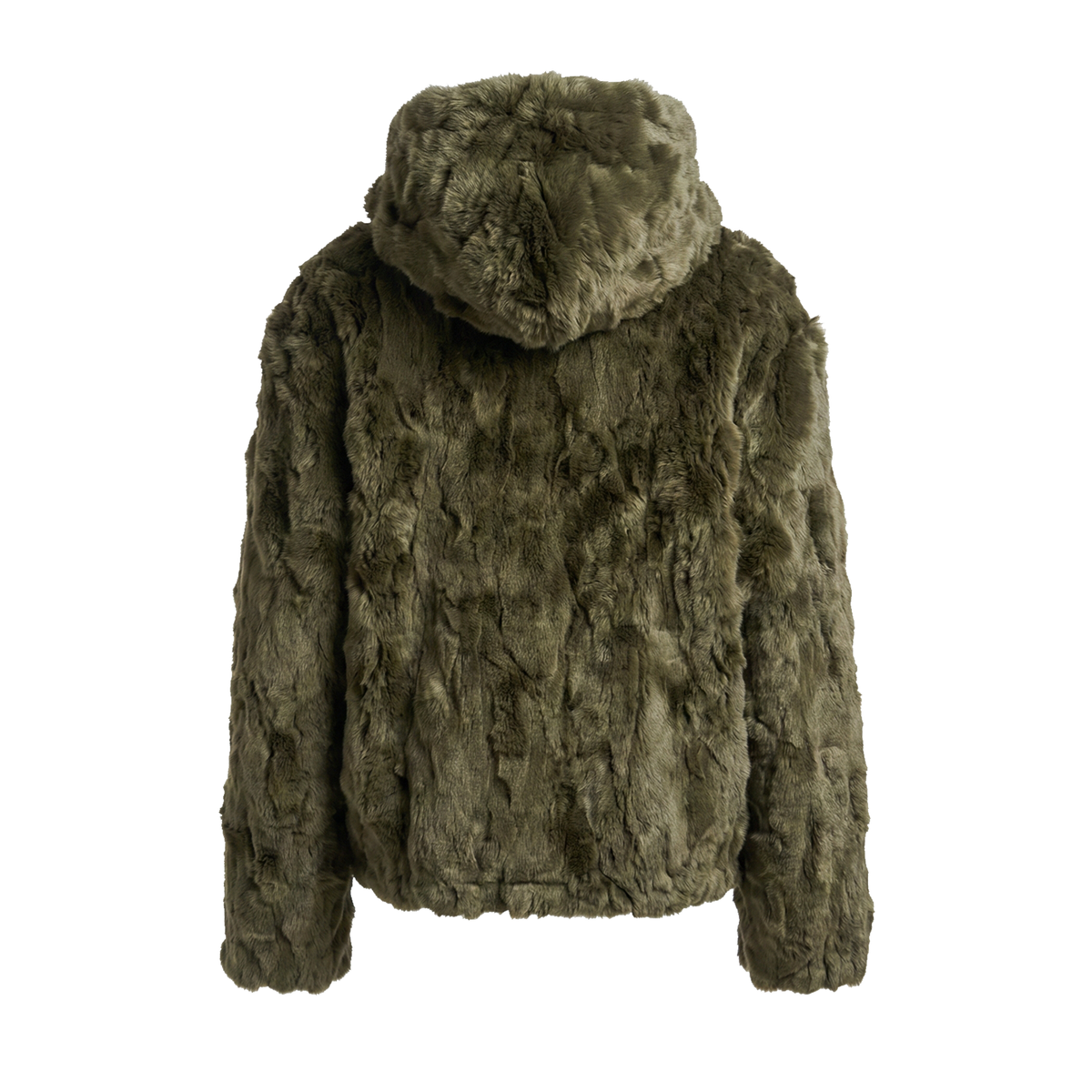 Kashani olive green rex rabbit fur bomber jacket