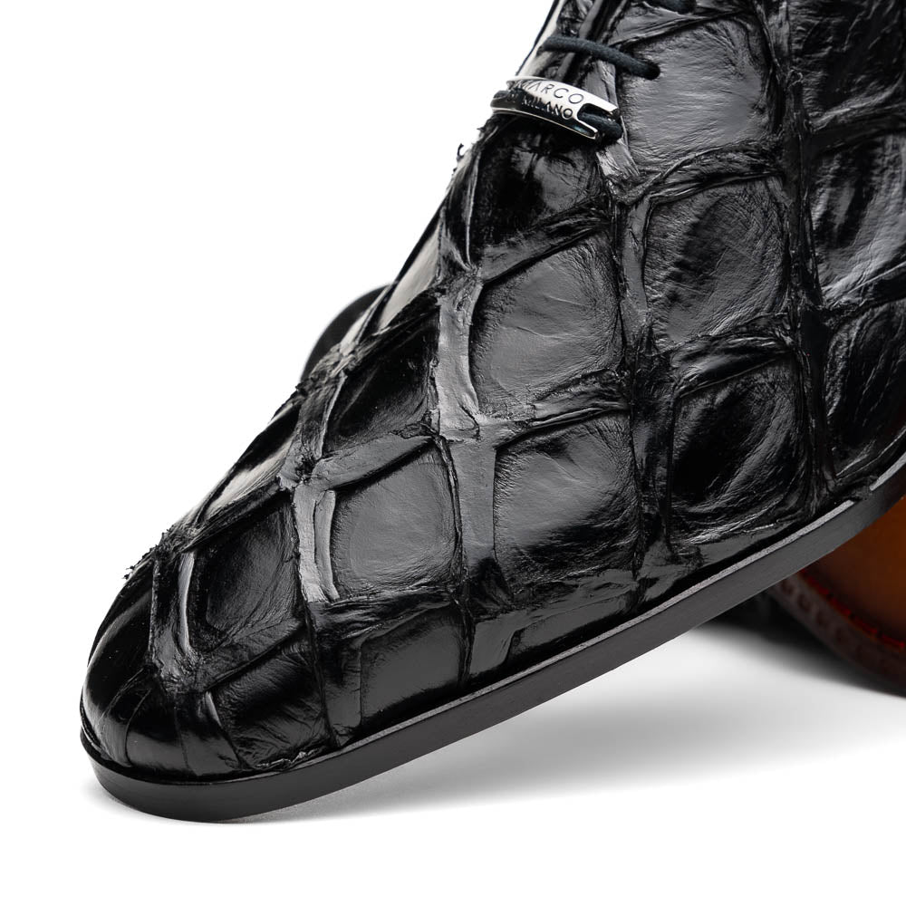 Marco Di Milano Olivieri Black Pirarucu Oxford Dress Shoes - Dudes Boutique