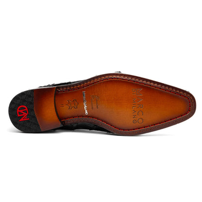 Marco Di Milano Olivieri Black Pirarucu Oxford Dress Shoes - Dudes Boutique