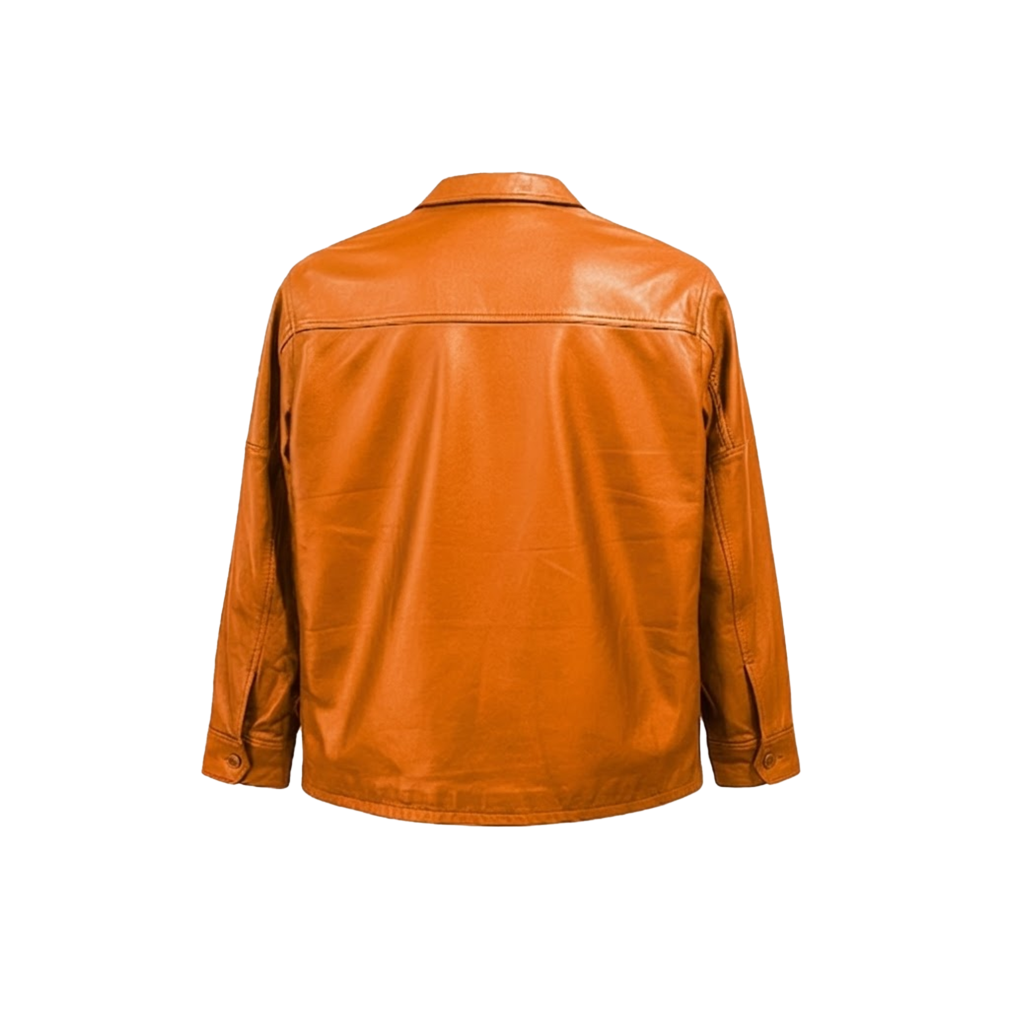 Kashani Men's Tangerine Lambskin Button-Up Shirt