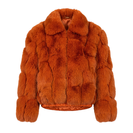 Kashani Men's Orange Fox Fur Coat