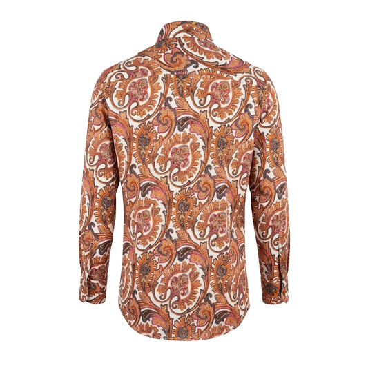 Leoni P615-2 Orange Paisley Button Up Shirt