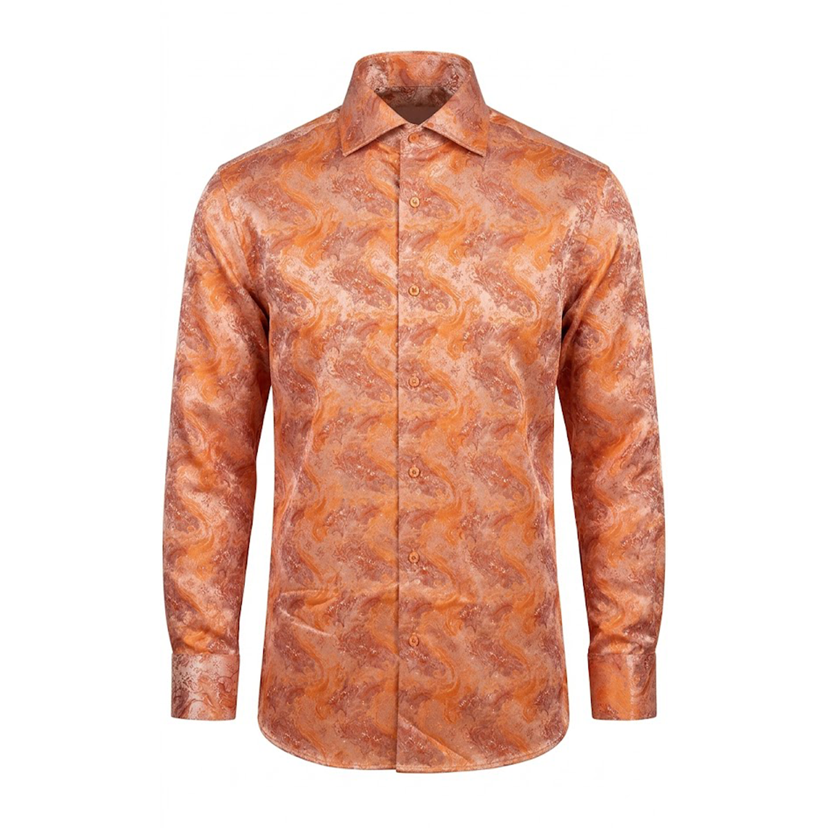 Leoni T819-2 Orange Paisley Button Up Shirt