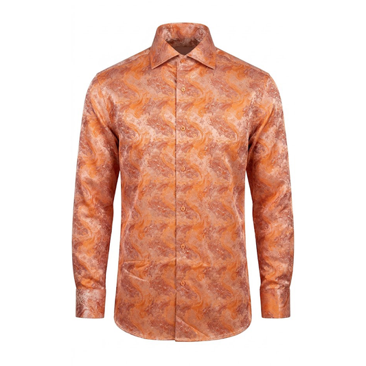 Leoni T819-2 Orange Paisley Button Up Shirt