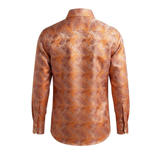 Leoni T819-2 Orange Paisley Button Up Shirt