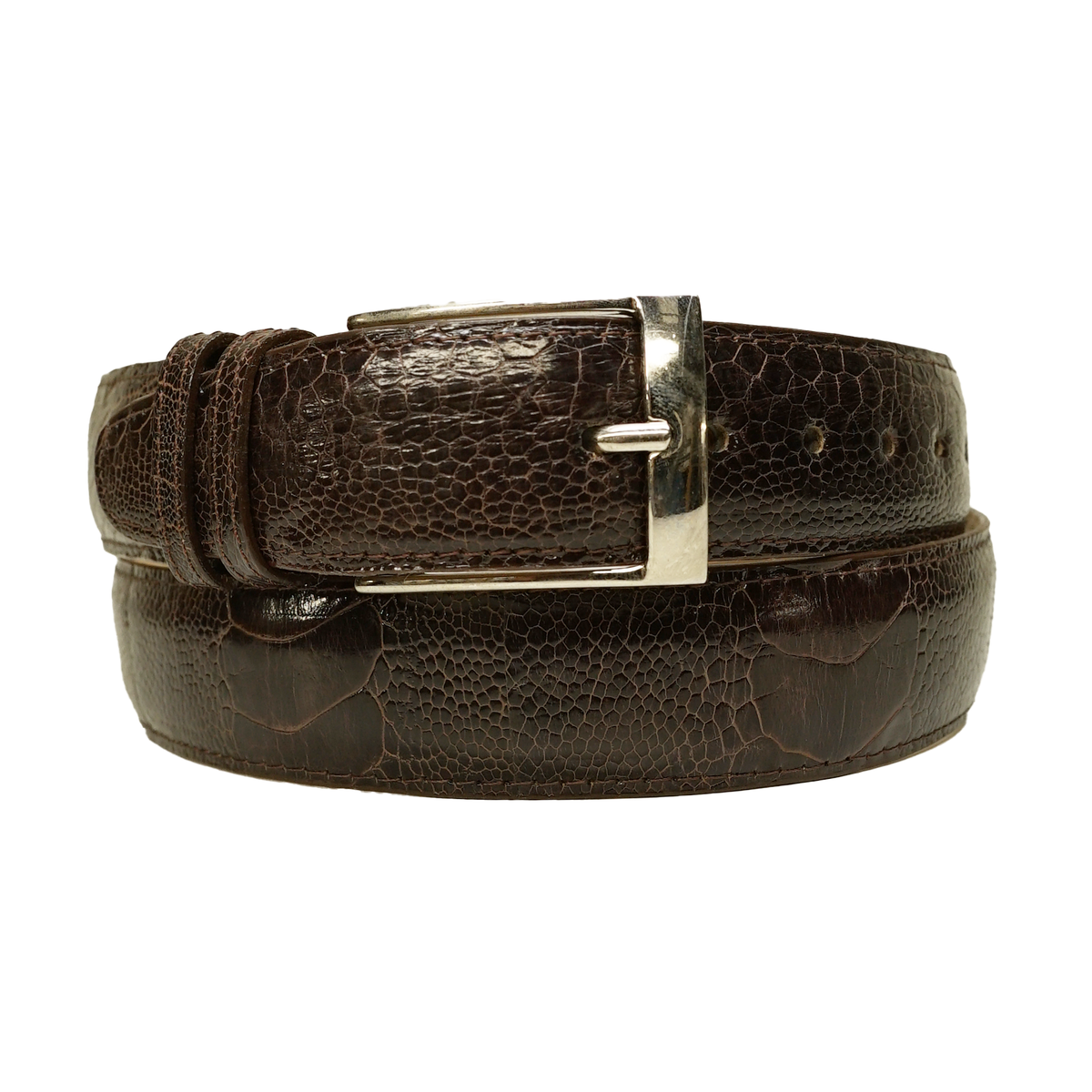 Los Altos brown ostrich leg belt