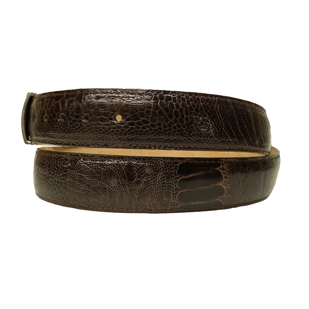 Los Altos brown ostrich leg belt