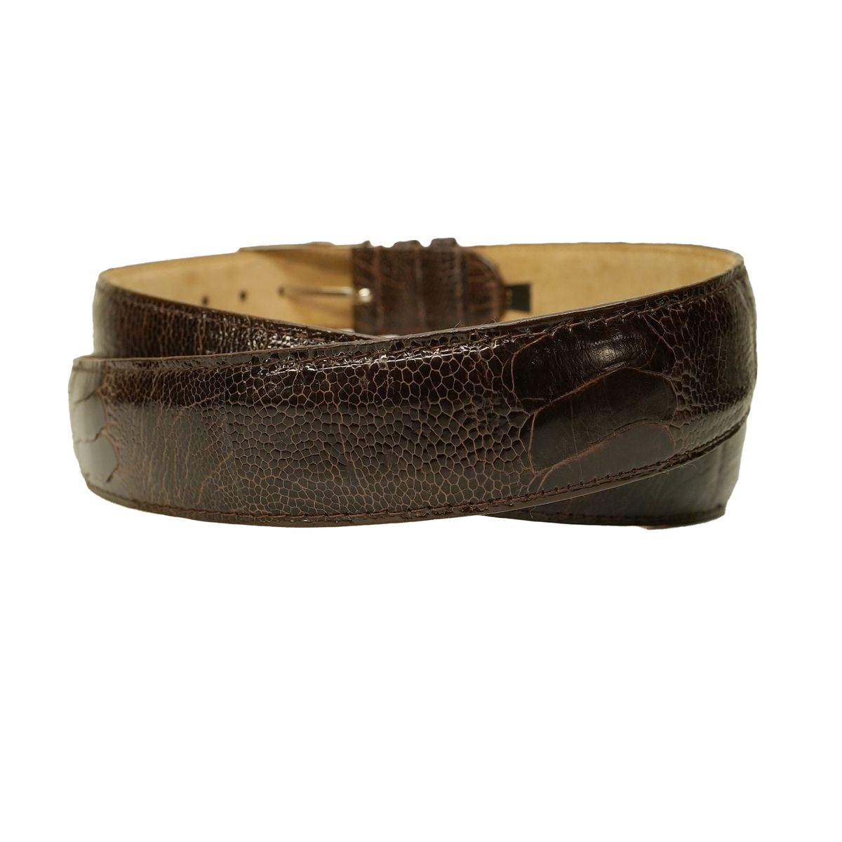 Los Altos brown ostrich leg belt