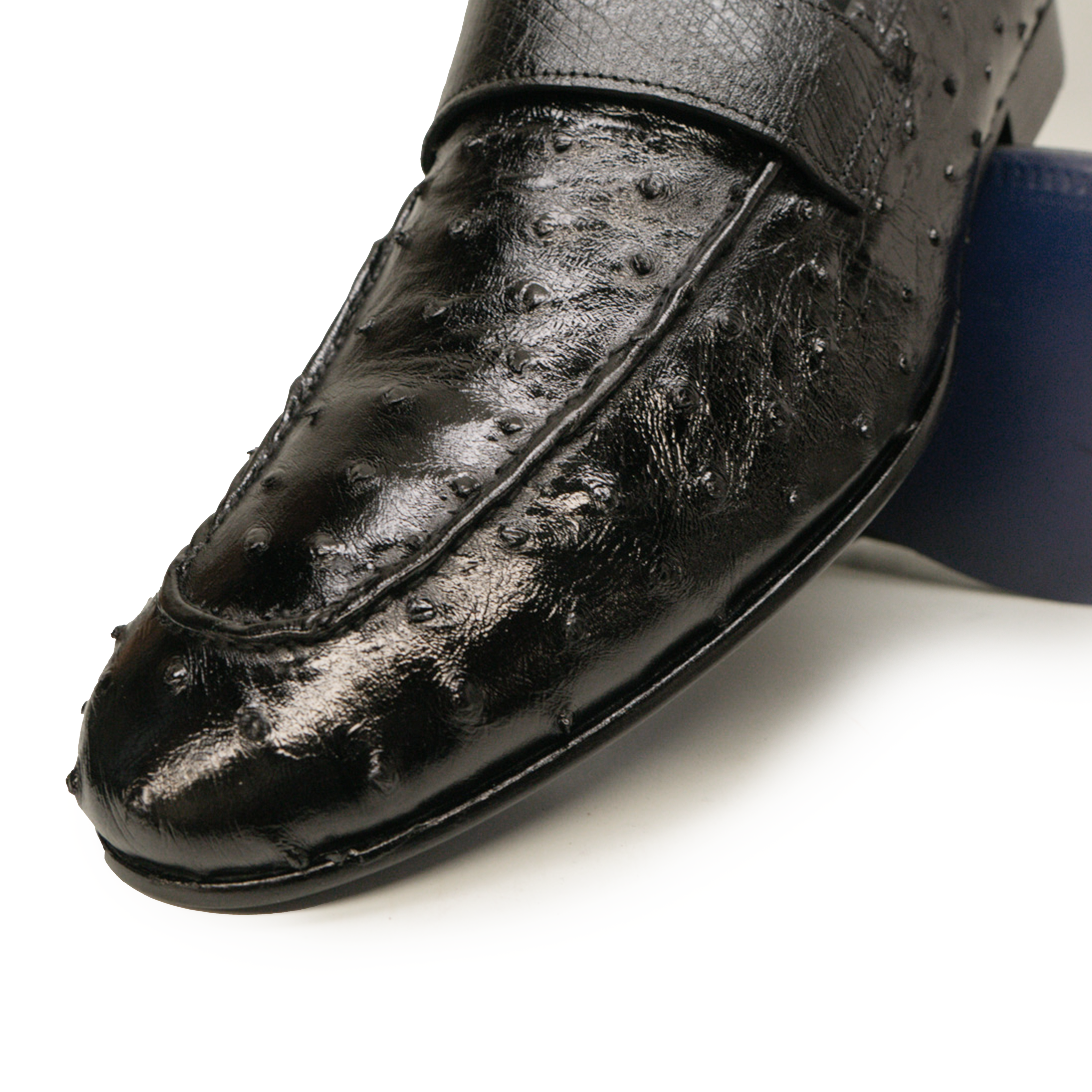 Kashani Black Ostrich Quill Penny Loafers - Dudes Boutique