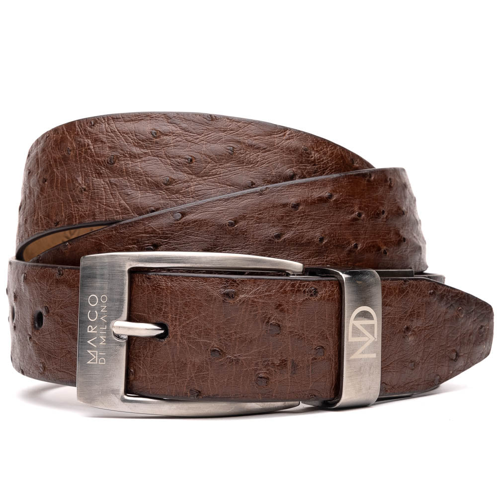 Marco Di Milano Ostrich Belt Brown - Dudes Boutique