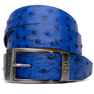 Marco Di Milano Ostrich Belt Electric Blue - Dudes Boutique