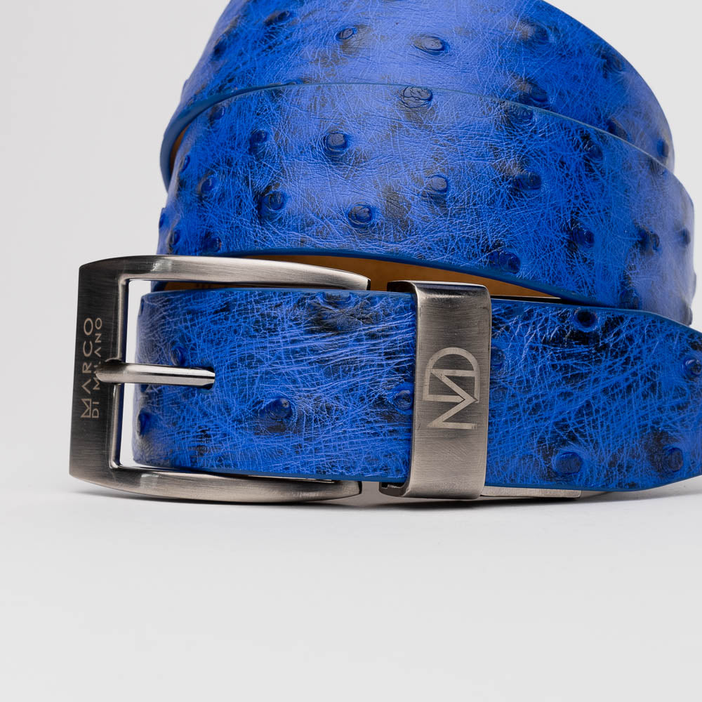 Marco Di Milano Ostrich Belt Electric Blue - Dudes Boutique