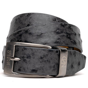 Marco Di Milano Ostrich Belt Antique Grey - Dudes Boutique