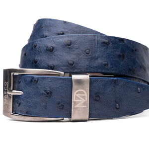 Marco Di Milano Ostrich Belt Navy - Dudes Boutique