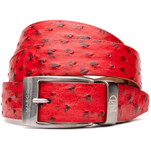 Marco Di Milano Ostrich Belt Red - Dudes Boutique