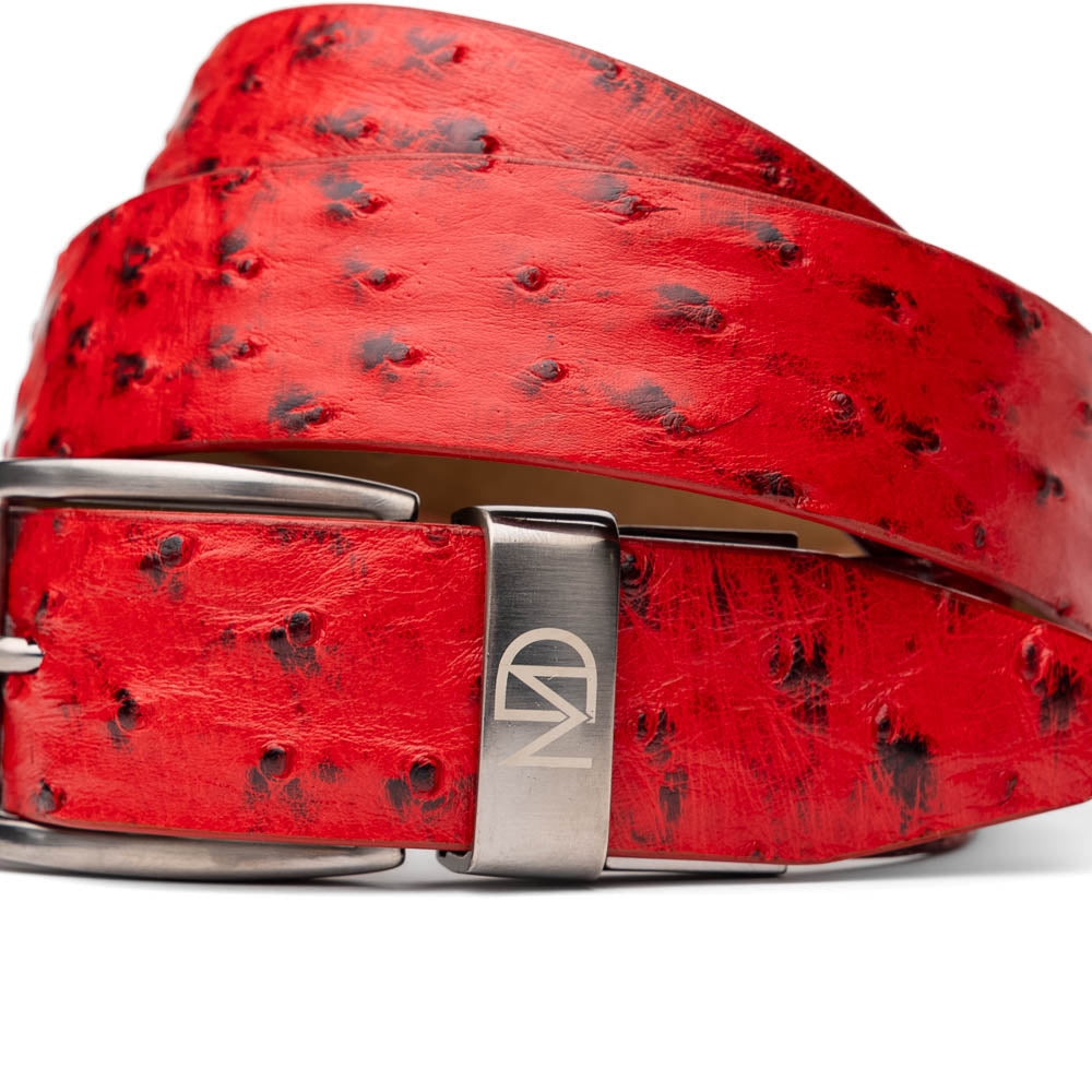 Marco Di Milano Ostrich Belt Red - Dudes Boutique