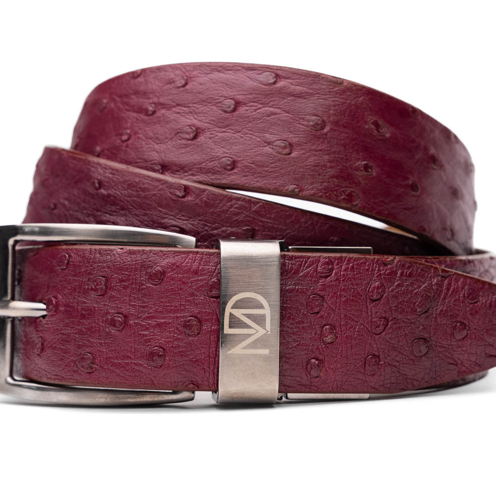 Marco Di Milano Ostrich Belt Wine - Dudes Boutique