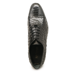 Kashani Black Ostrich Quill / Leg Oxford Dress Shoes - Dudes Boutique