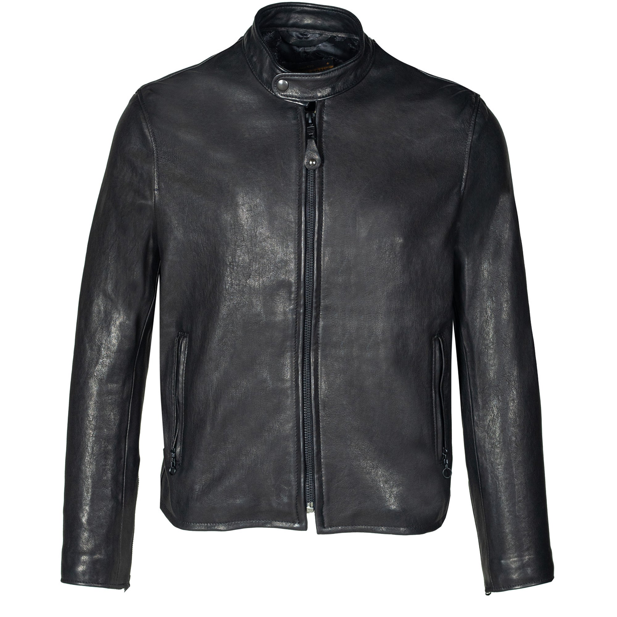 Schott P234 Men's Vegetable Tanned Lambskin Cafe Racer Jacket - Black - Dudes Boutique