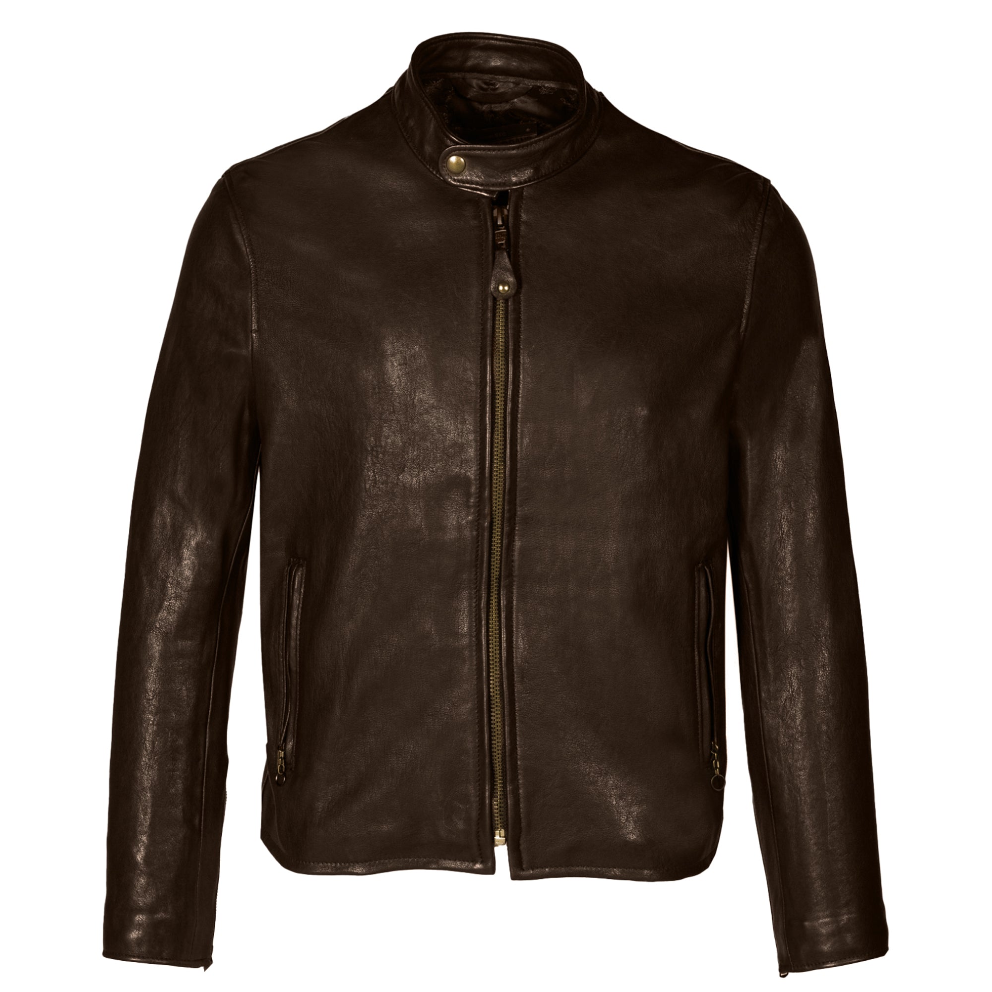 Schott P234 Men's Vegetable Tanned Lambskin Cafe Racer Jacket - Brown - Dudes Boutique