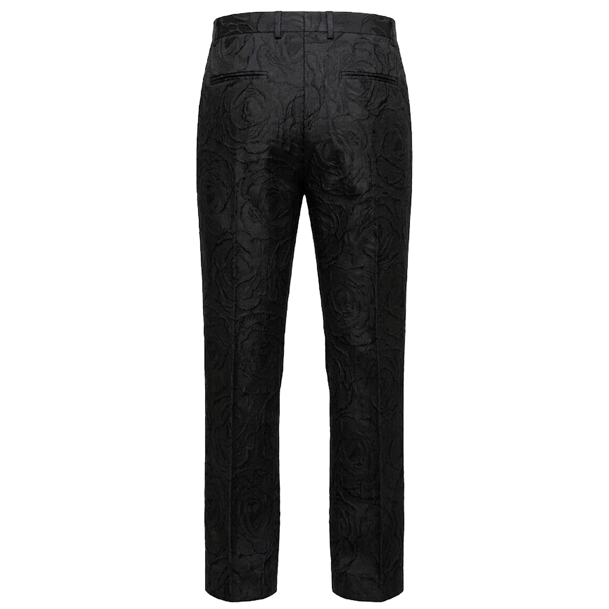 Angelino men's dress pants in black garden jacquard