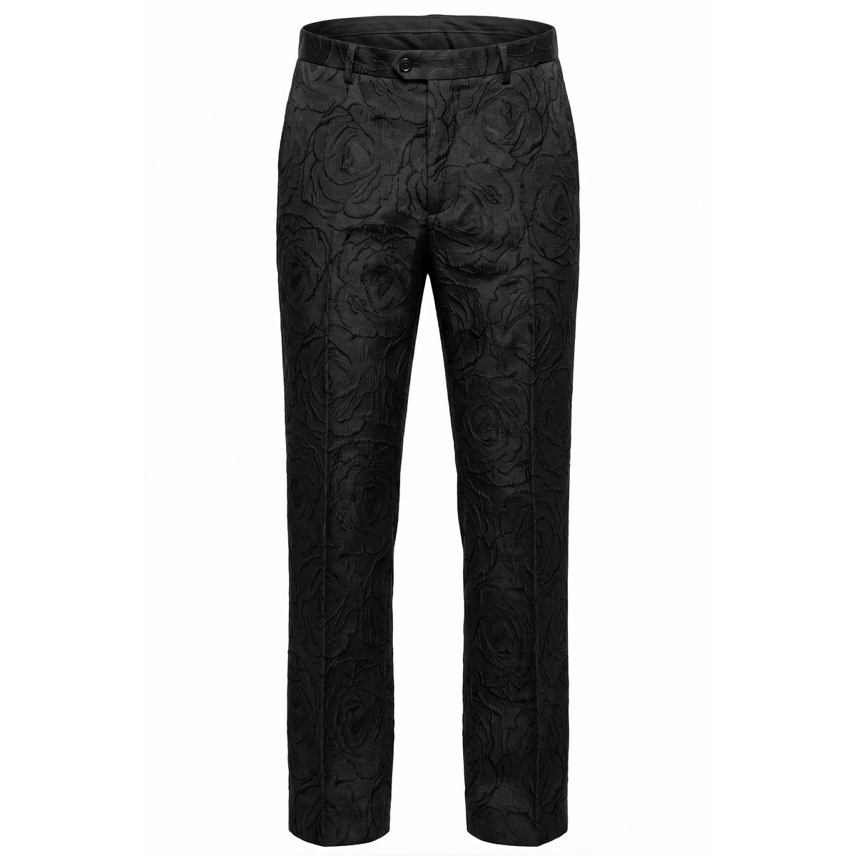 Angelino men's dress pants in black garden jacquard
