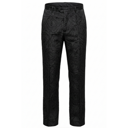 Angelino men's dress pants in black garden jacquard